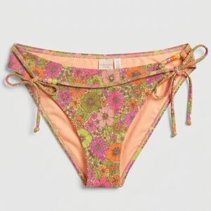 wild fable Floral Tie-Side Bikini Bottoms in Pink, Orange, Green